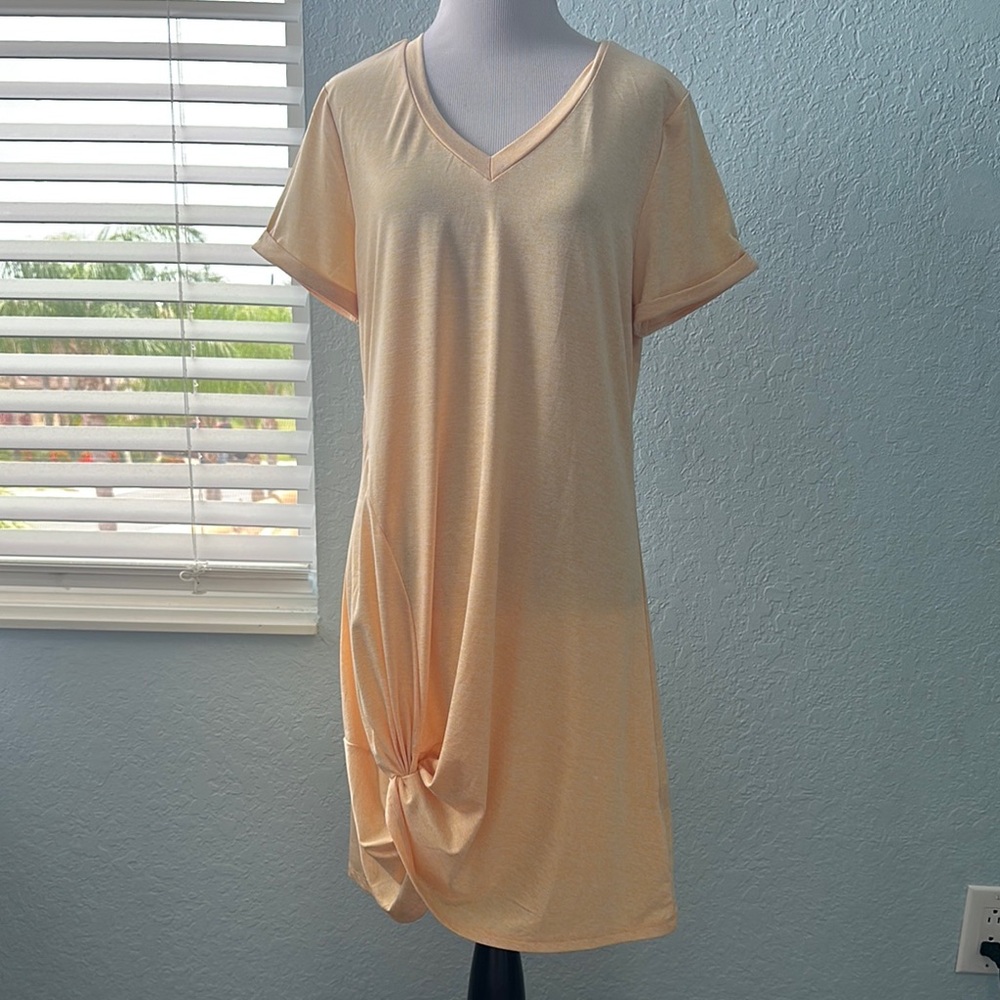 SHEIN Soft Orange Yellow T-Shirt Dress